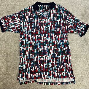 Vintage Tabasco Hot Sauce Polo Shirt Mens XL Colorful All Over Print 90s Golf